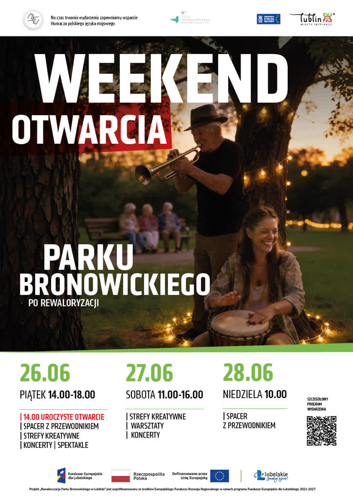 Weekend pełen atrakcji. Znów otworzą lubelski park 2 Wielkie otwarcie Parku Bronowickiego już 26 czerwca_plakat.png