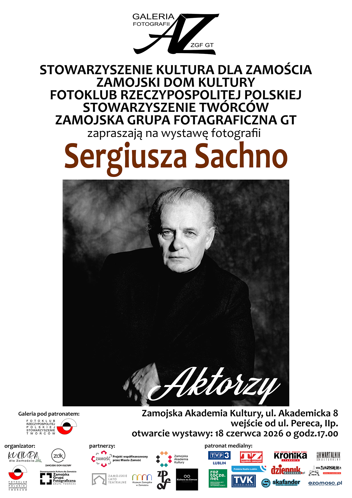 Wystawa Fotografii Sergiusza Sachno „AKTORZY” 7 PLAKAT SACHNO zm