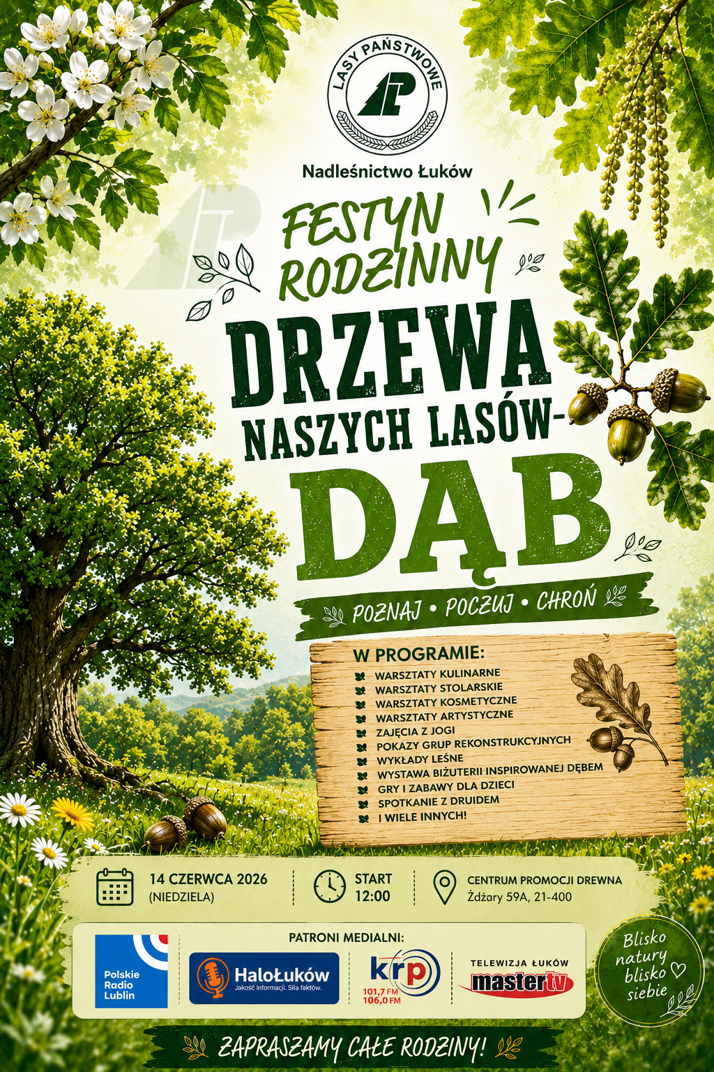 Rodzinny Festyn „Drzewa naszych lasów – dąb” 7 Plakat Dab finalnie 002