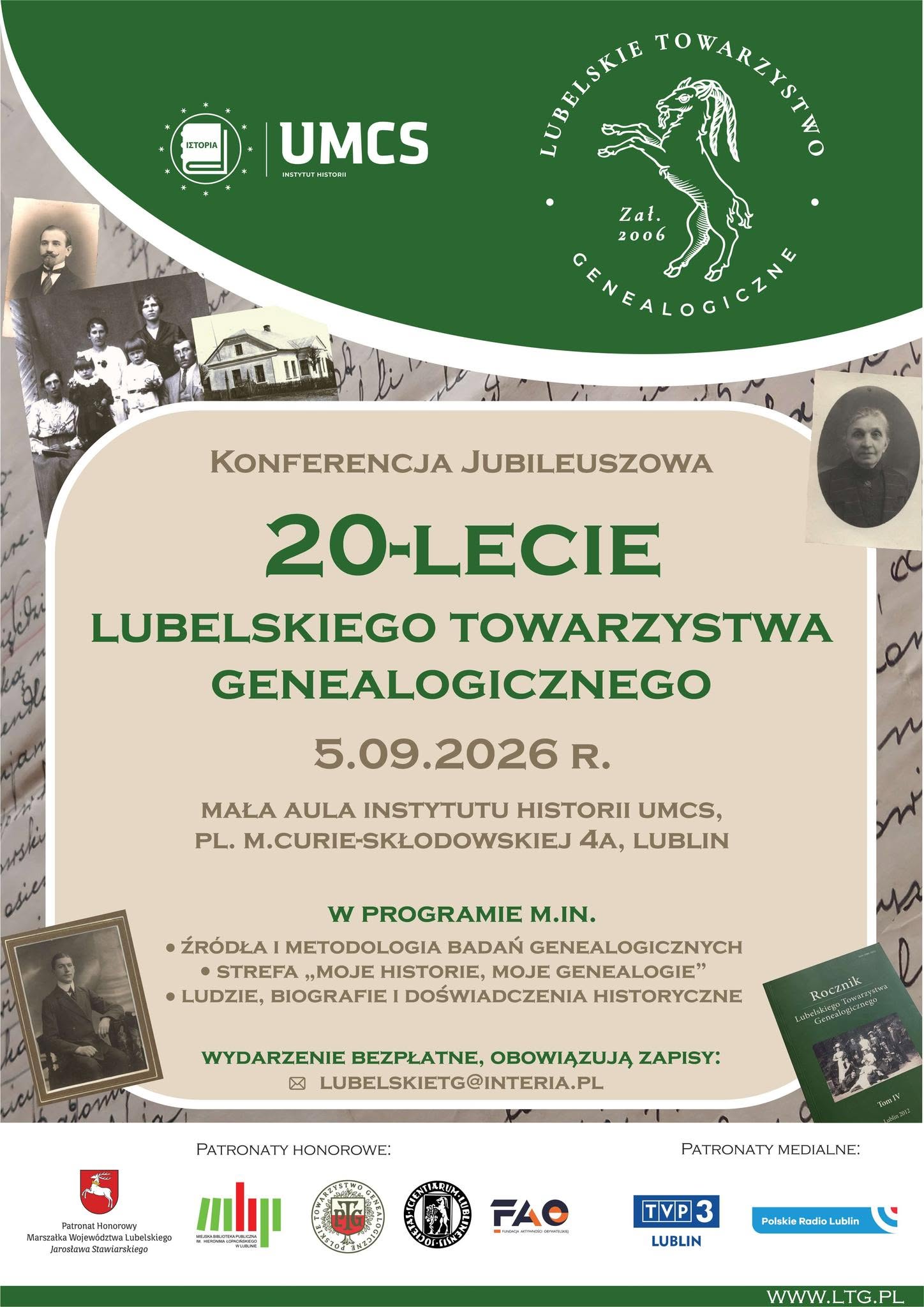 Konferencja Jubileuszowa z okazji 20-lecia działalności Lubelskiego Towarzystwa Genealogicznego 13 Plakat 17