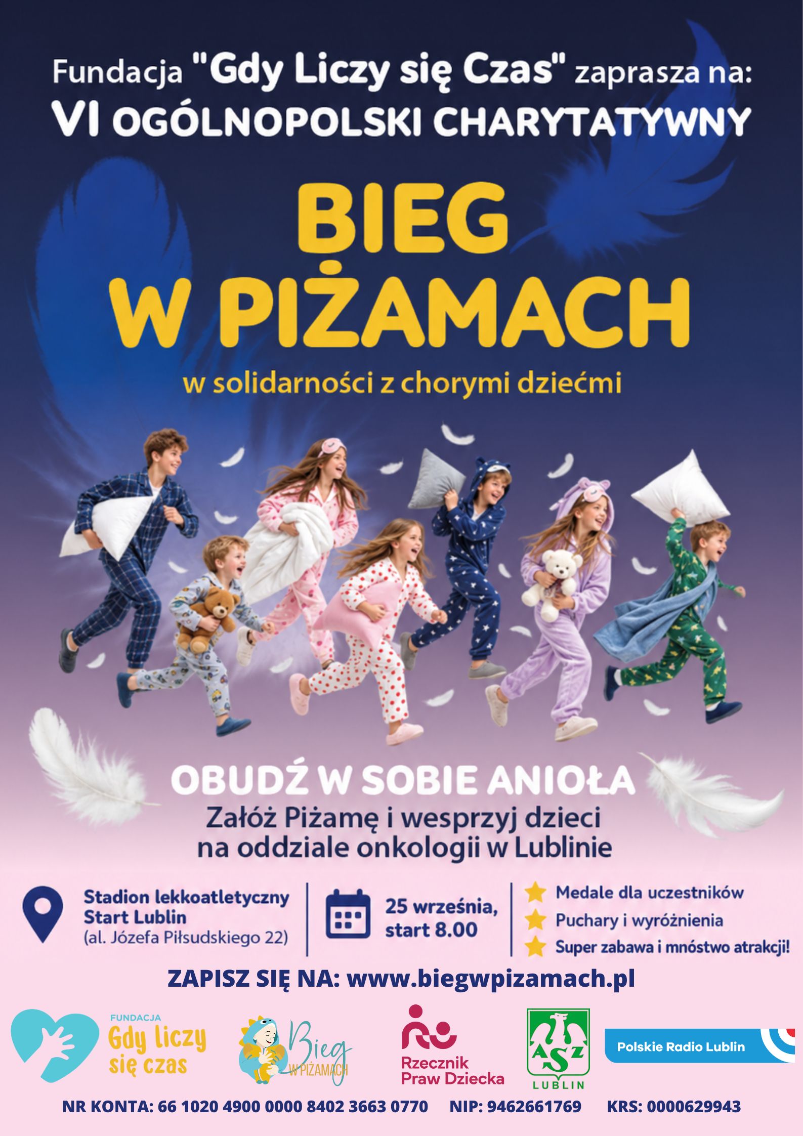 Bieg w Piżamach Lublinie 7 Patronat plakat Bieg w Pizamach